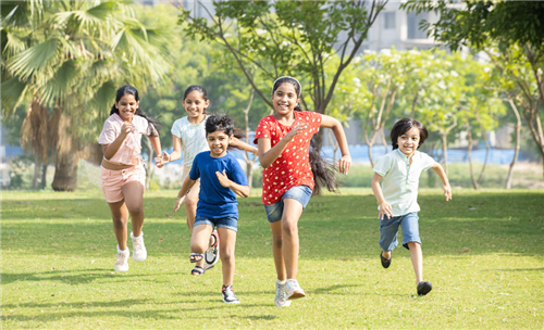 Children running outside